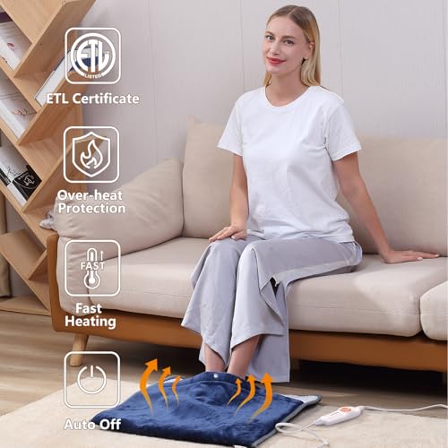 Gintao Electric Heated Foot Warmers for Feet,22"×20" Soft Foot Heating Pad - color: Blue