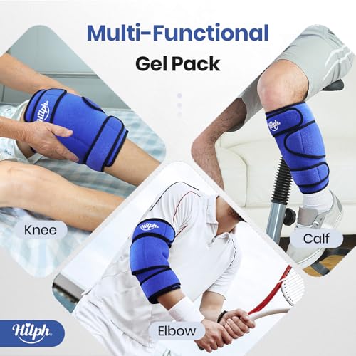 Hilph Knee Ice Pack Wrap, Adjustable Knee Brace with 2 Gel Ice Packs, Blue - color: Blue