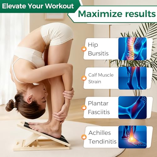 Slant Board, Wooden Calf Stretch Board, Slant Boards for Exercise