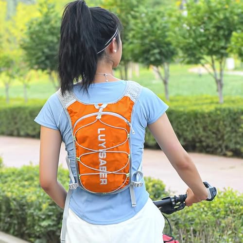 2L Marathon Hydrating Backpack Breathable Ultralight Hiking Hydration Vest Nylon Multifunction Water Vest for Running Cycling(Orange)
