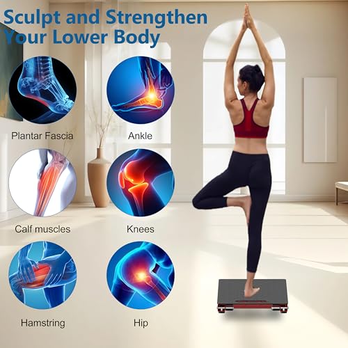 Adjustable Steel Slant Board for Calf Stretching, 5 Angles, 650 lb - color: Red+black