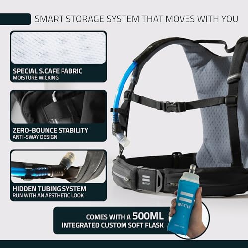 FITLY Sub90 Running Hydration Vest - No-Bounce Water Pack - color: Edgy Black, size: X-Small-Small
