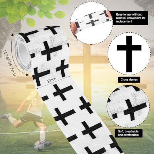 Geiserailie 12 Pack Christian Athletic Tapes 2 Inch x 5 Yards, White Black - color: White and Black
