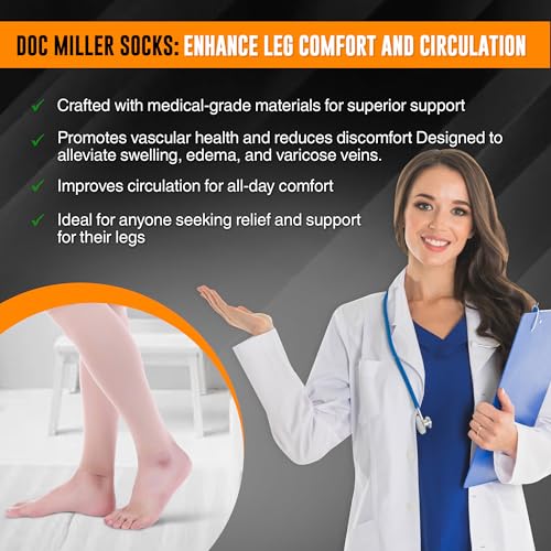 Doc Miller Calf Compression Sleeves 30-40 mmHg for Men & Women, 1 Pair - color: Beige, size: Small