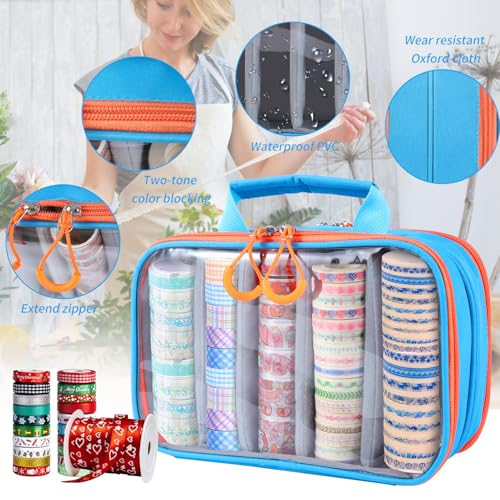 Washi Tape Box Organizer Clear Sticker Storage Box with Adjustable Division