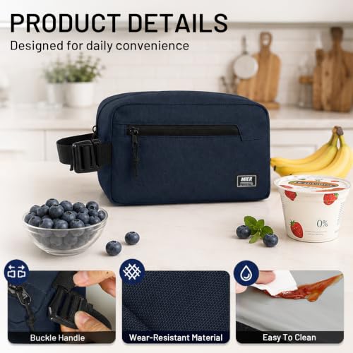 MIER Small Freezable Snack Bags Mini Cooler with 2 Gel Packs, Dark Blue - color: Dark Blue