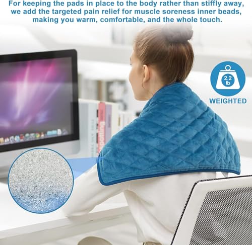 Heating Pad,Heated Blanket,Heating Pad for Back Neck,GrayBlue,24x12 in - color: Rhombicblue, size: 24x12 Inch
