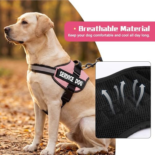 MUMUPET Service Dog Vest, No Pull & Reflective Dog Harness, Pink, XS - color: Pink, size: X-Small