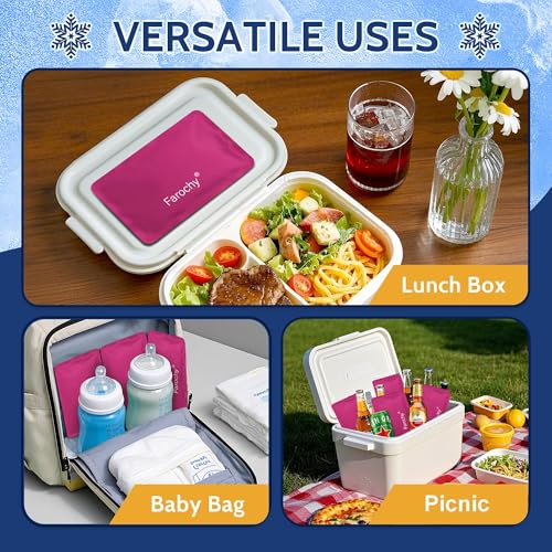 Reusable Ice Packs for Lunch Boxes, 4Pcs Soft Ice Packs for Cooler Gel Pack - color: Rosy