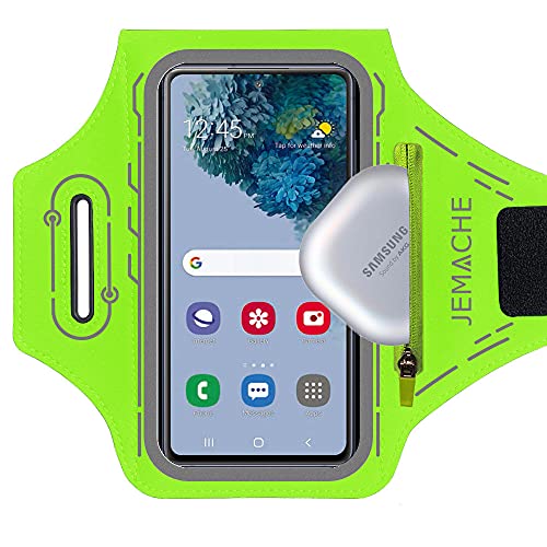 Armband for Samsung Galaxy S26 S25 S24 S23 S22 Ultra/Plus/FE, Gym Running Workouts Arm Band with Earbuds Holder (Green) - color: Green
