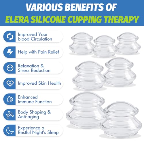 ELERA Silicone Cupping Set for Massage, 7 Cups (2L 2M 3S) - style: 7 Cups (L M S size)