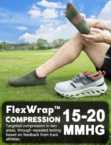 Juclise Men's No Show Compression Running Socks, Athletic Socks, 3 Pairs - color: Charcoal Heather+steel Heather+marine Od Green, size: X-Large