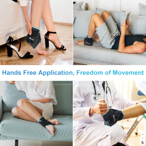 Atsuwell Ankle Ice Pack Wrap 2 Packs for Swelling & Spraine Relief, Black