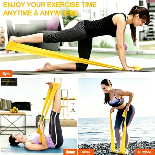 Long Resistance Bands for Working Out, Physical Therapy, Yoga & Pilates - color: Yellow