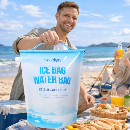 6 Pack Reusable Ice Bags for Cooler 5lb / 10lb Cooler Ice Cube Bag - size: 10lb/6Pack