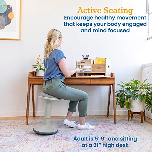 ECR4Kids Sitwell Wobble Stool with Cushion, Adjustable Height, Active Seating, Light Grey - color: Light Grey
