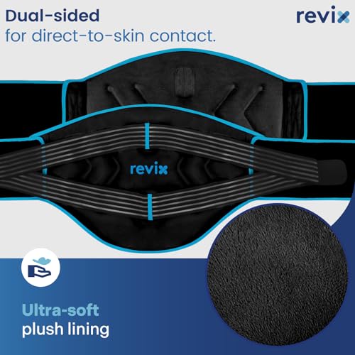 REVIX Lower Back Ice Pack Wrap with Dual Compression Straps, Reusable Gel - color: Black