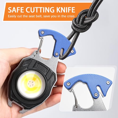 MAKDAK 2PC Keychain Flashlight Rechargeable Cob Keychain Work Light 7 Modes 1600Lumen High Lumen Flashlights for Emergencies,EDC - color: (Orange and Blue)*1PC