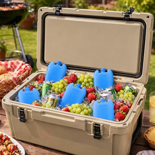 6Pcs Portable Air Conditioner Ice Packs, Reusable Blue Freezer Ice Cubes for Cooling Fan Holder Compact Packs for Outdoor Camping Party and Indoor Use