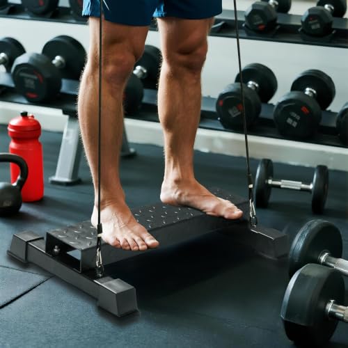 Steel Calf Raise Block, Heavy-Duty Stretch Platform, Leg Workout Equipment - color: BLACK-high(Resistance band)