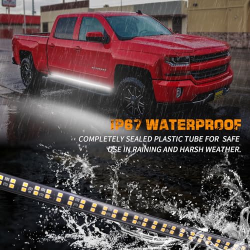 XRIDONSEN 2PCS 70 inch Running Board Lights White Strobe Lights - color: White