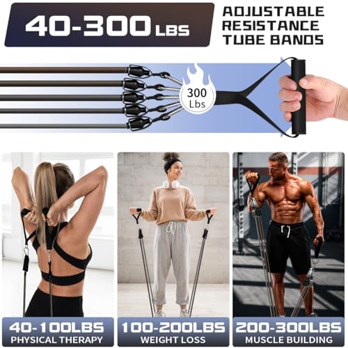 WHATAFIT Resistance Bands with Handles, 150 lb Exercise Bands Set - color: Deep Gray