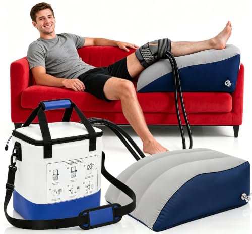 Ice Therapy Machine for Knee After Surgery with Inflatable Leg Raise Pillow (Ice Machine-man)