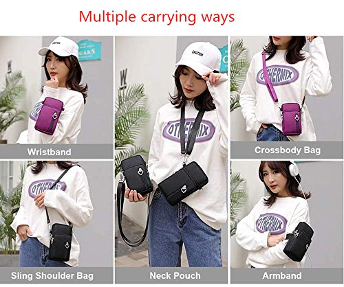 Women Small Crossbody Bag Cell Phone Purse Shoulder Pouch Armband Wallet Case Handbag for iPhone Samsung Google Pixel - color: Blue