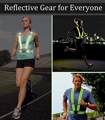 Running Reflective Vest Gear 3 Pack, Adjustable Safety Vest High Visible Reflective Belt Straps Night Walking Vest - color: Green,Orange,Yellew