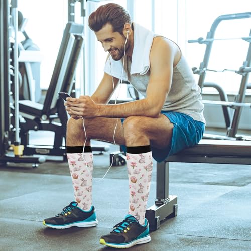 Wusikd Cats Compression Socks for Women and Men Circulation Cute Long Socks for Athletic Running 1 - color: Easter Bunny