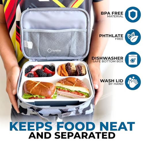 kinsho Camo Lunch Box, Ice Pack Insulated Bag for Teens Adults, Black Gray - color: Black with Camo Bag