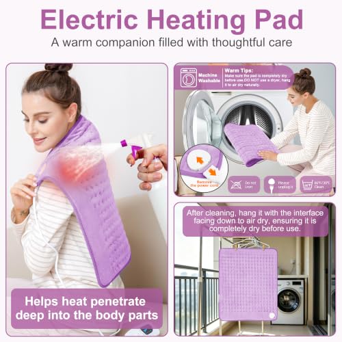 Heating Pad,Electric Heating Pad,Heating Pad for Back (Lavender, 24"x20") - color: Lavender, size: 24x20 Inch