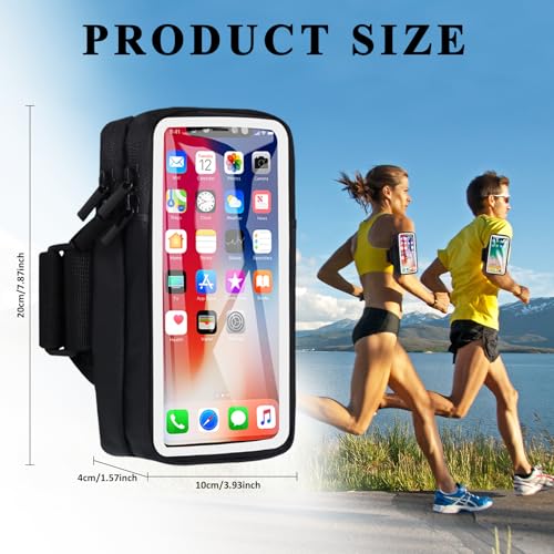 Phone Holder for Running Armband Cell Phone Holder iPhone 17 16 16e 15 14 13 12 11 Pro Max Xs Xr X Plus Mini Samsung Galaxy Ultra S26, Sports Arm Bands Sleeve Fit Workout Exercise Gym Hiking - color: 13-Black with Clear Window