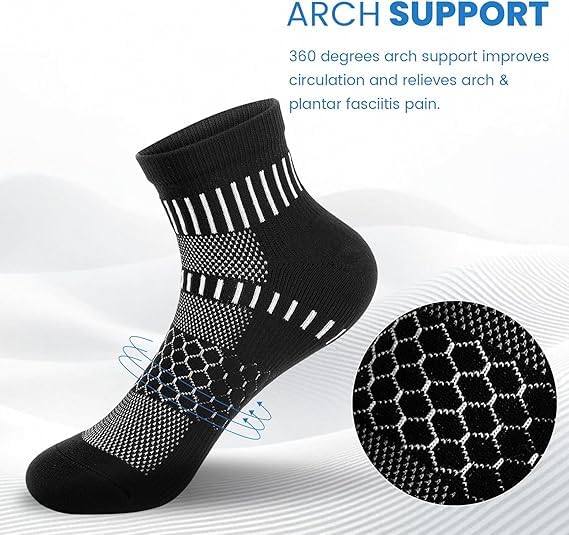 IRAMY Ankle Compression Socks for Women Men Cushioned Athletic Running Socks Plantar Fasciitis Relief 2/3/4/5/6 Pairs - color: Dark Blue(2 Pairs), size: Small