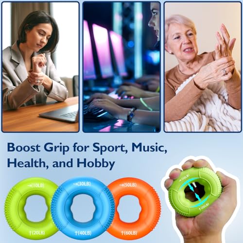FitBeast Grip Strength Trainer, Finger Exerciser, Forearm Strengthener 9-Piece Kit, Hand Grip Strengthener Targeted Strength, Relief & Recovery - color: Orange