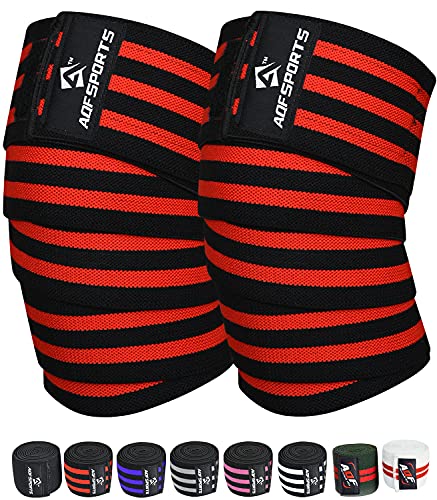 AQF Knee Wraps for Weightlifting Bandage - 78" IPL & USPA Approved (Pair) - color: Blk & Red