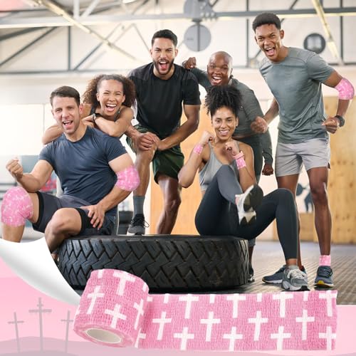 Geiserailie 12 Pack Christian Athletic Tapes 2 Inch x 5 Yards, Pink - color: Pink