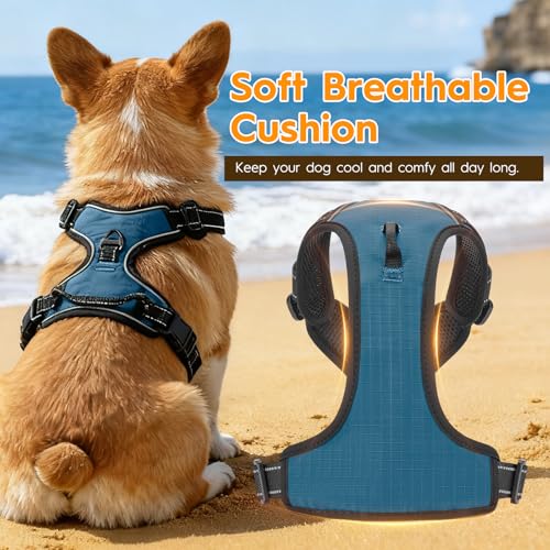 No Pull Dog Harness, No-Choke Soft Padded Reflective Dog Vest Harness with Front Clip & Top Handle, 2 Quick-Release Buckles, Adjustable for Small Medium Large Dogs - color: Abyss Navy, size: X-Small