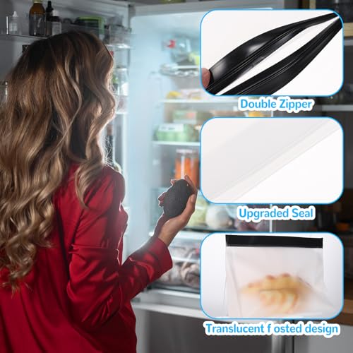 4 pcs Clear Leak Proof Freezer Bag Reusable Ice Storage Bags Ice Cube Storage Bags Freezer Holder Container with Secure Zip Seal Close Design for Travel Food Whiskey Bourbon Cocktails - color: White