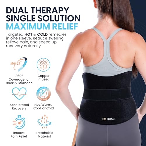 Copper Compression CopperFreeze™ Back & Stomach Wrap Hot & Cold Therapy Support for Pain, Muscle Soreness, Cramps, and Injury Recovery – 360° Copper Infused Relief for Lumbar, Lower Back, and Abdomen - style: Back and Stomach Wrap