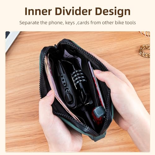 ROCKBROS Cycling Wallet, Compact Bike Phone Bag for Cards, Keys and Tools - color: blackish green