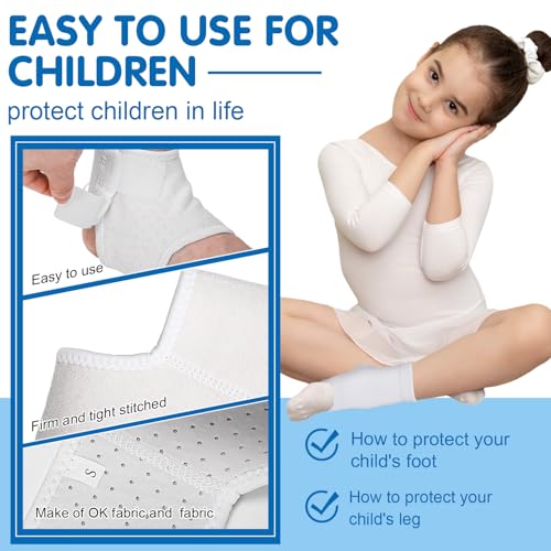 Tarpop 2 Pairs Kids Ankle Brace, Compression Sleeves, M+S, White - color: White, size: Small,Medium