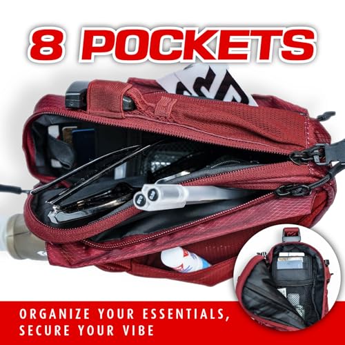 Modular NO-BOUNCE Rave Fanny Pack & Anti-Theft Sling Bag for Men - color: BLACKOUT