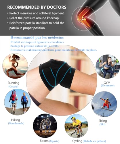 Knee Brace for Knee Pain, Adjustable Compression Knee Support Wrap with Side Stabilizers & Patella Gel Pad. Pro for Meniscus Tear,ACL,MCL,Arthritis, Joint Pain Relief,Injury Recovery - size: X-Large