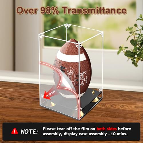 KOLIPI Football Display Case, Full Size Acrylic Football Case, 8x8x12.5 in - size: 8 x 8 x 12.5 inches