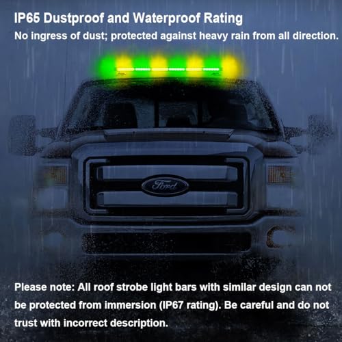 WOWTOU Rooftop Strong Magnetic LED Amber Green Emergency Strobe Light Bar - color: Amber / Green