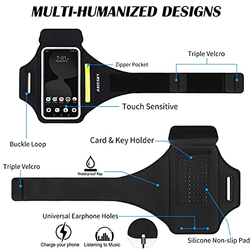 HAISSKY Running Armband with Earphone Pouch Fits Phones up to 6.9" - color: Black (Up to 6.9''), size: Medium