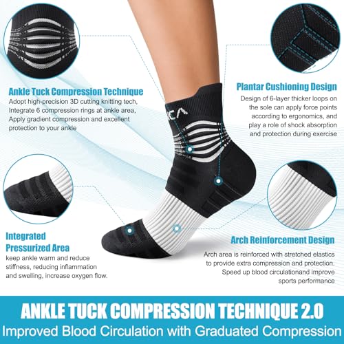 NEENCA Professional Compression Socks for Women Men Circulation, 20-30 mmHg - color: Black White, size: XX-Large