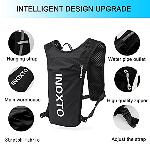 INOXTO Running Hydration Vest Backpack,Lightweight Insulated Pack with 1.5L Water Bladder Bag Daypack for Hiking Trail Running Cycling Race Marathon for Women Men - color: Black