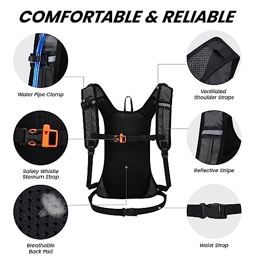 Nepest Hydration Pack Backpack with 2L Water Bladder Reflective Lightweight - color: Dark Gray